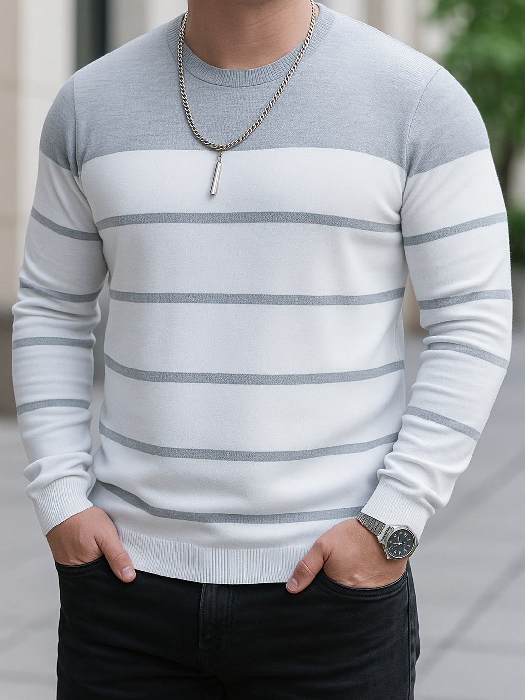 Halvorn | Men's Striped Crew Neck Sweater