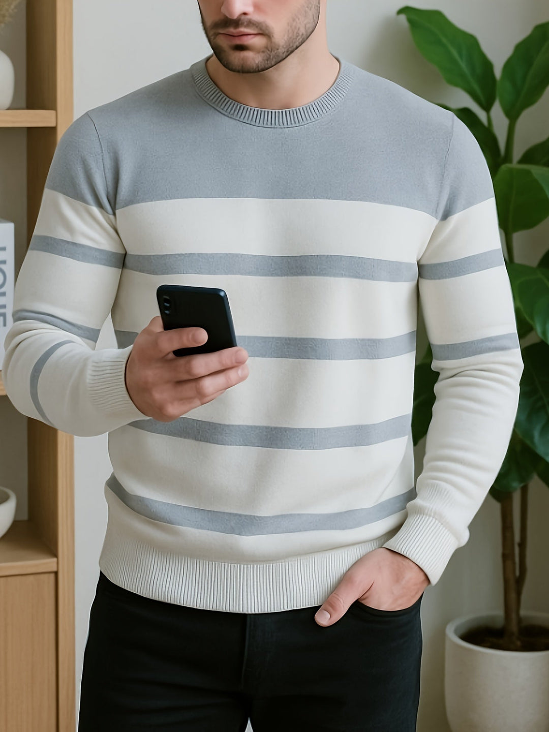 Halvorn | Men's Striped Crew Neck Sweater