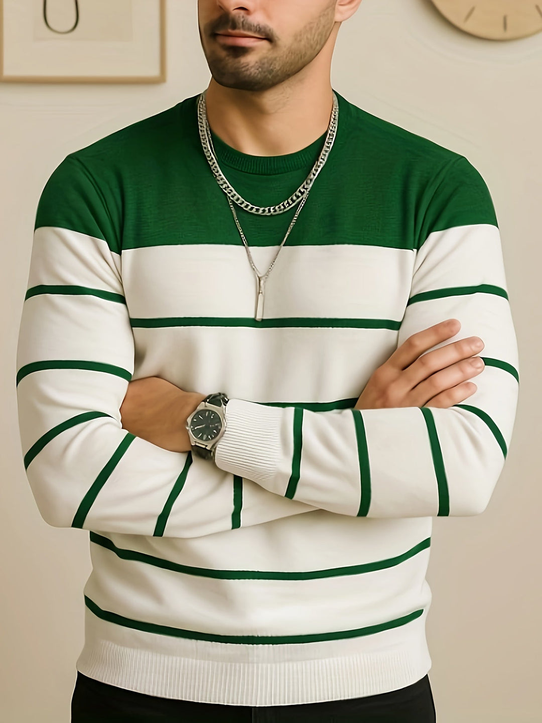 Halvorn | Men's Striped Crew Neck Sweater