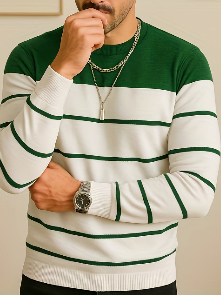 Halvorn | Men's Striped Crew Neck Sweater