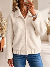 Women's Sherpa Jacket with Pockets - Warm and Cozy