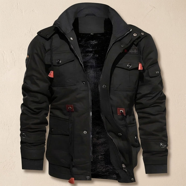 Milan Men's Fleece-Lined Cargo Winter Jacket with Hood, view 3 - Elena Harper