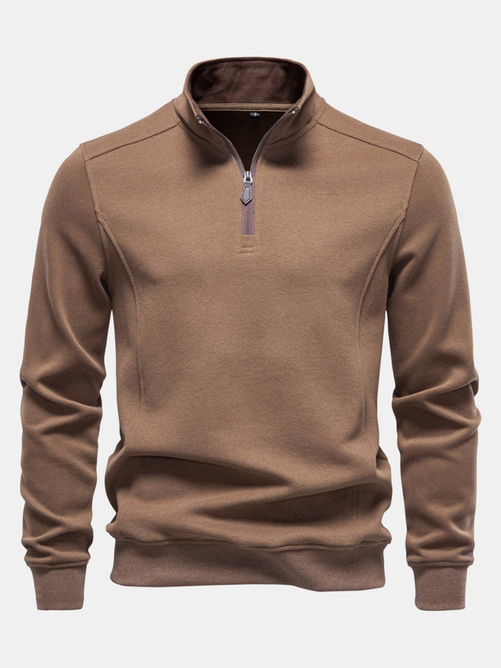 Men's Cotton Blend Quarter Zip Sweatshirt - Casual Pullover