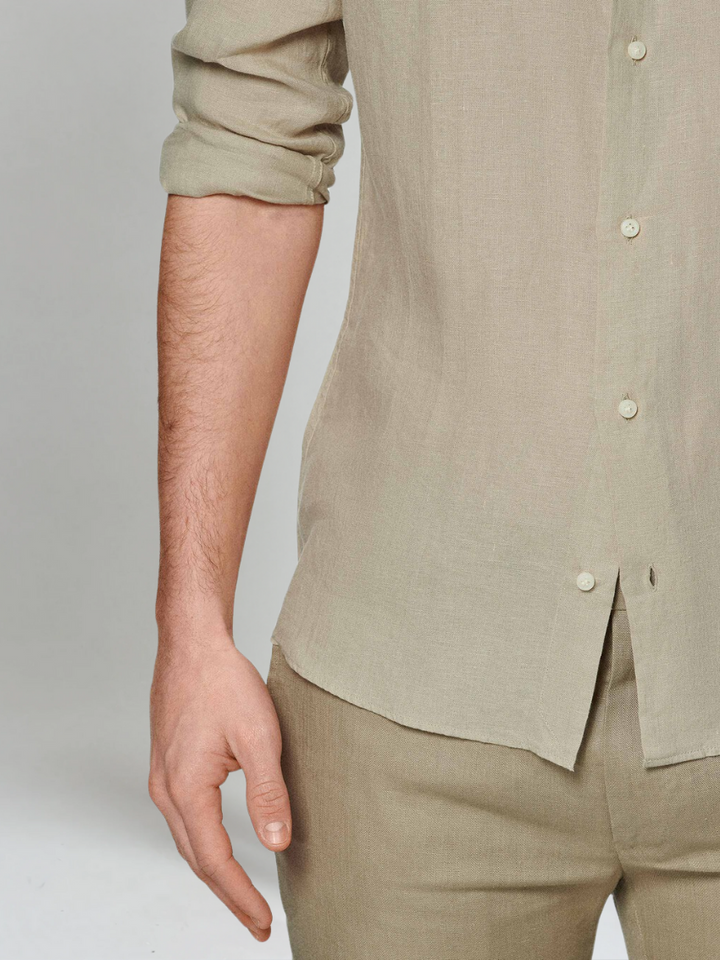 Men's Linen Shirt Long Sleeves Slim Fit