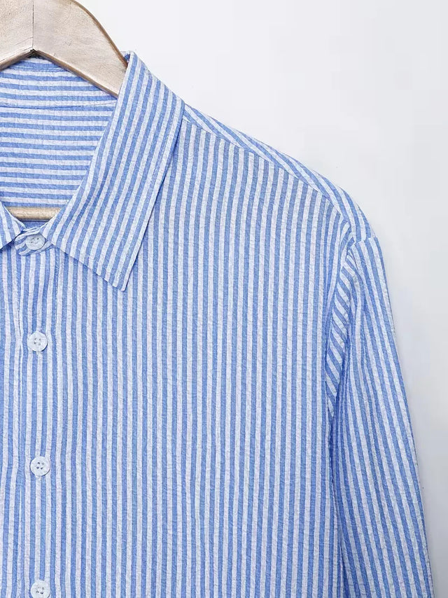 Men's Long Sleeve Striped Casual Shirt