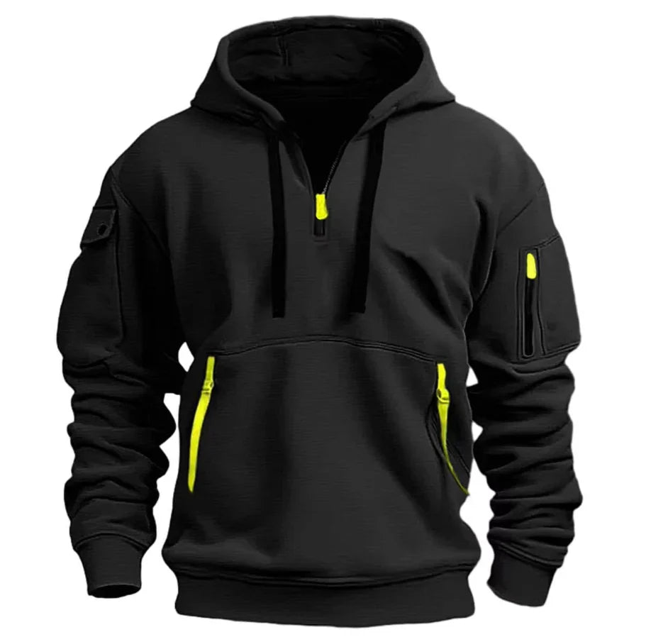 Men's Pullover Hoodie with Sleeve Pocket - Functional Design
