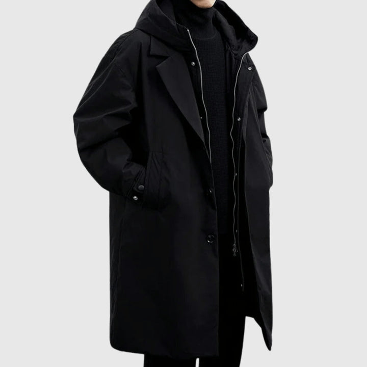 Men's Rain Jacket with Adjustable Hood and Pockets