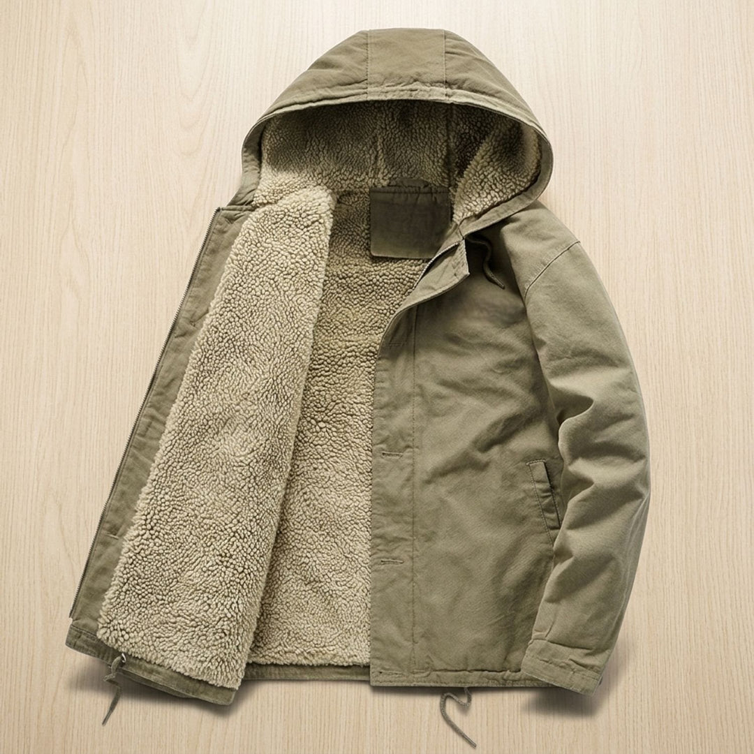 Milan | Men's Sherpa-Lined Winter Jacket with Hood and Buttons