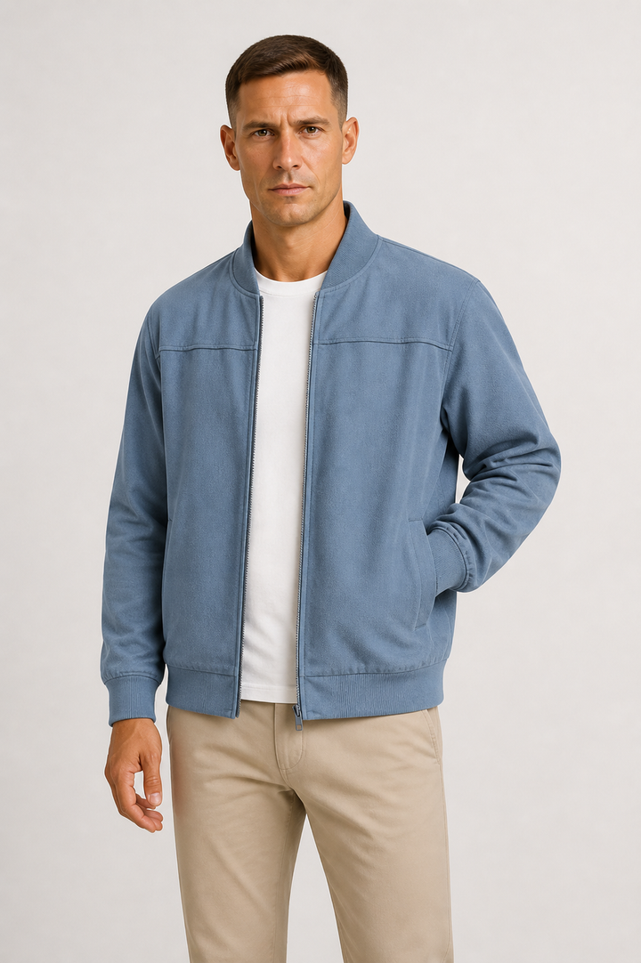 Men's Slim Fit Bomber Jacket Suede