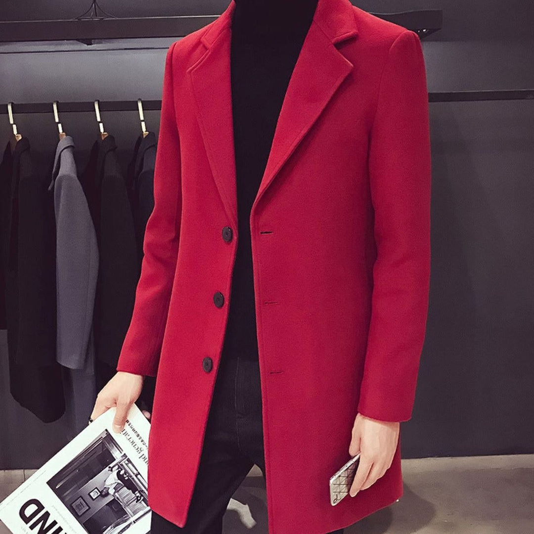 Levi | Men's Slim-Fit Wool Coat Ankle-Length Notched Buttons