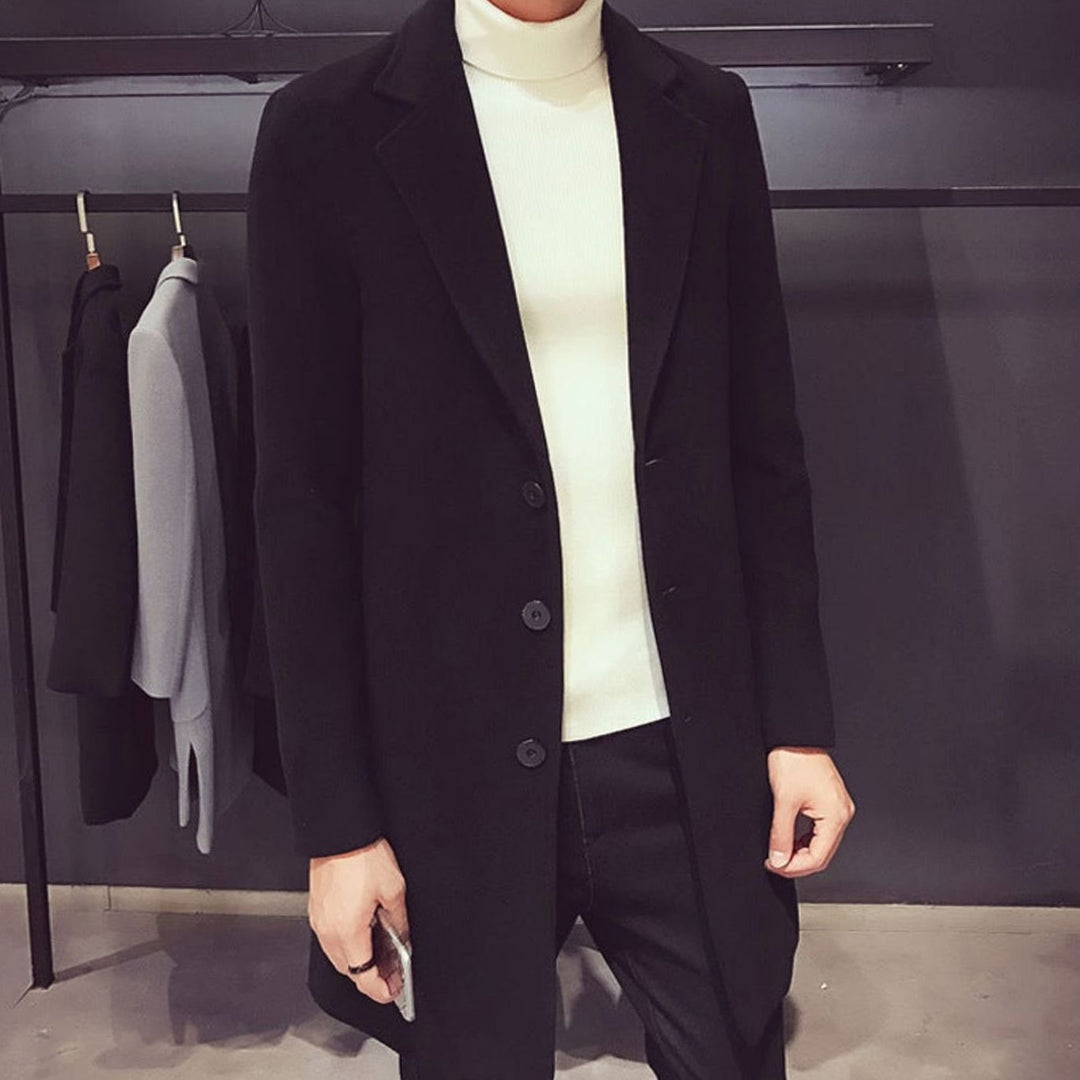 Levi | Men's Slim-Fit Wool Coat Ankle-Length Notched Buttons