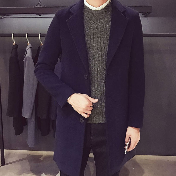 Levi | Men's Slim-Fit Wool Coat Ankle-Length Notched Buttons