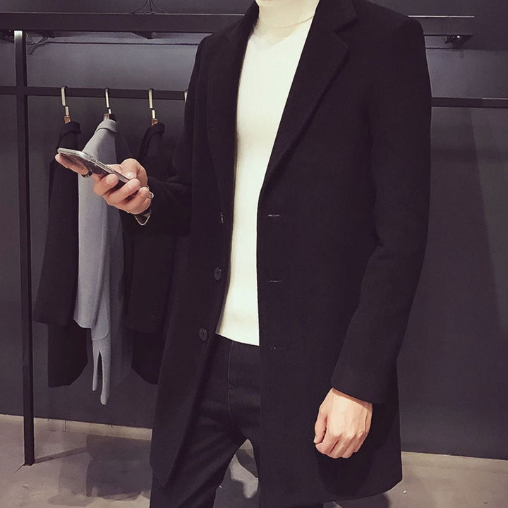 Levi | Men's Slim-Fit Wool Coat Ankle-Length Notched Buttons