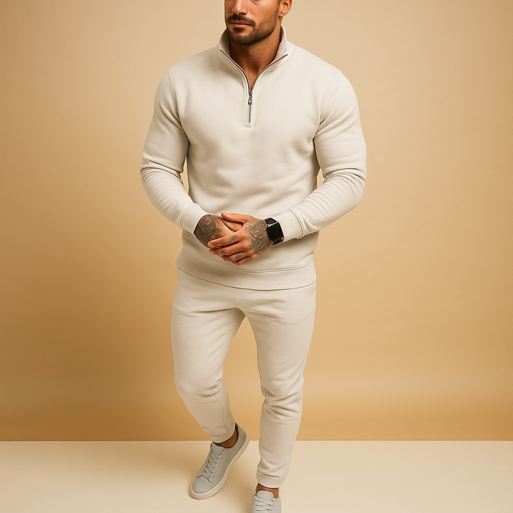 Men's Tracksuit with Half Zip - Comfortable Jogging Set