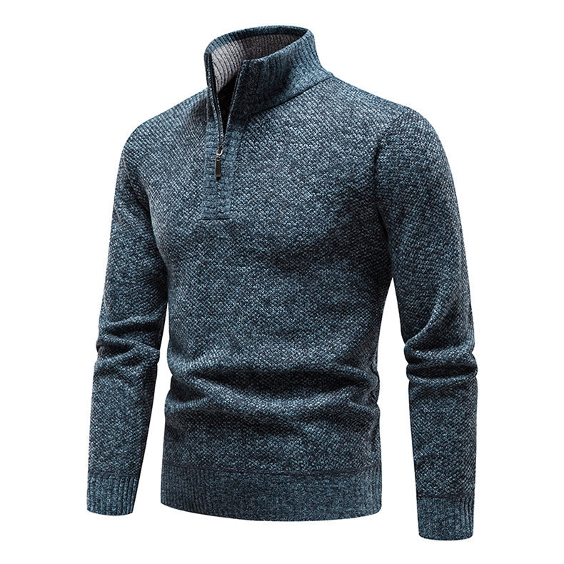 Men's Sweater with Half Zip and Knitted Style for a Casual Look