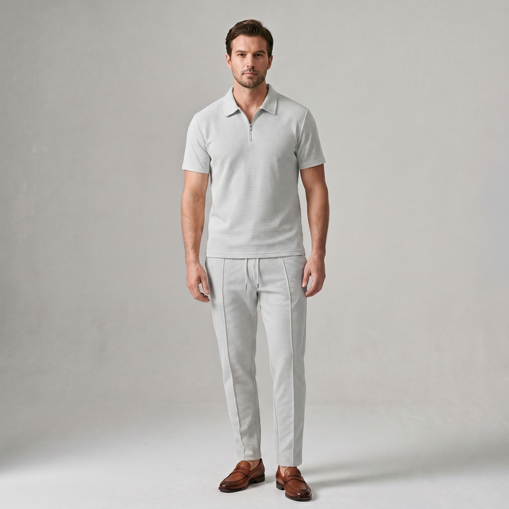 Men's Two-Piece Set - Zip Polo and Pants