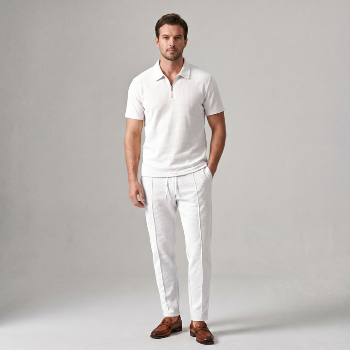 Men's Two-Piece Set - Zip Polo and Pants