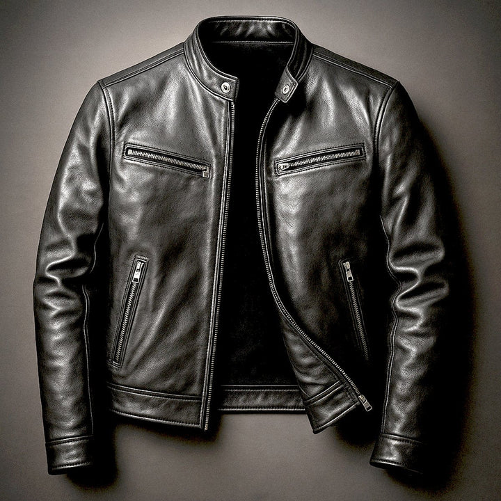 Bowen | Men's Vintage Leather Biker Jacket Zipper Four Pockets