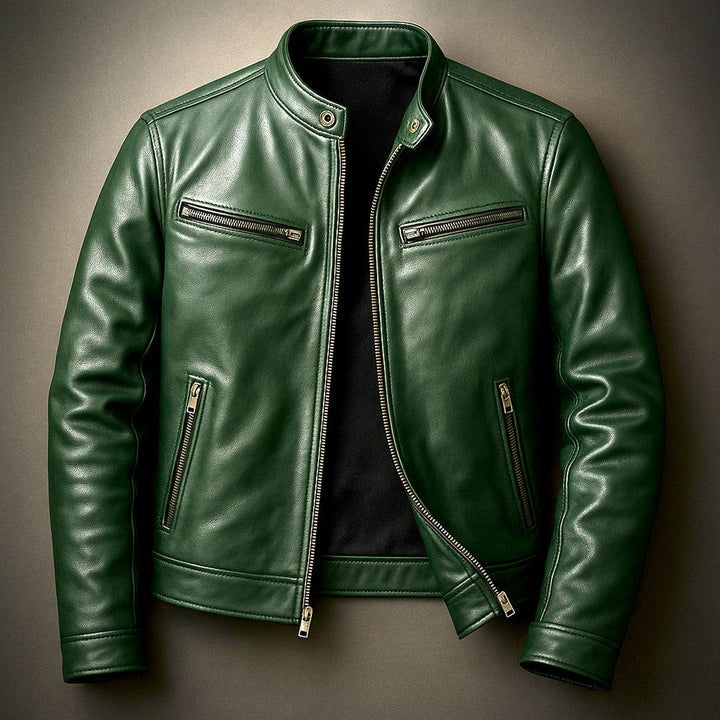 Bowen | Men's Vintage Leather Biker Jacket Zipper Four Pockets