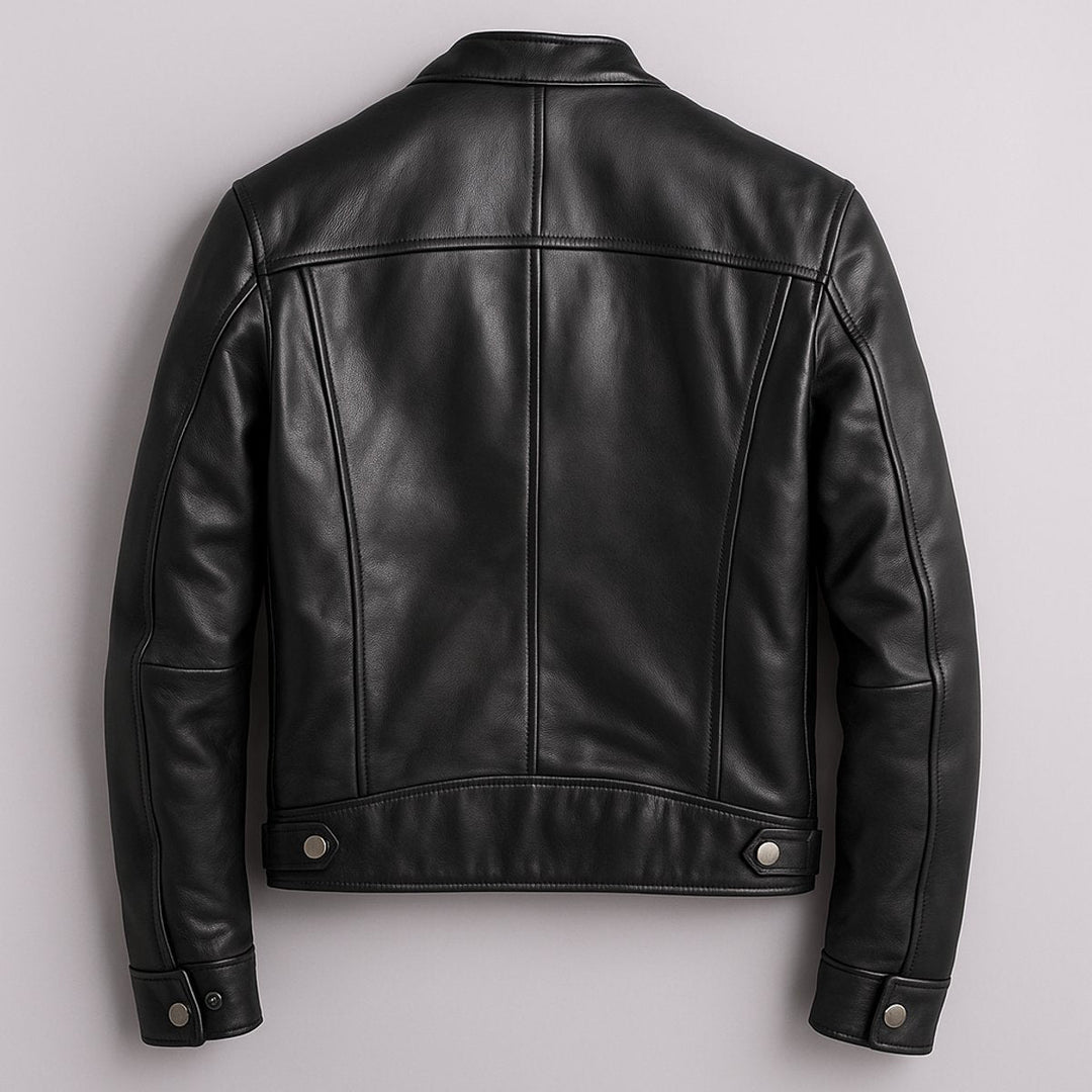 Bowen | Men's Vintage Leather Biker Jacket Zipper Four Pockets
