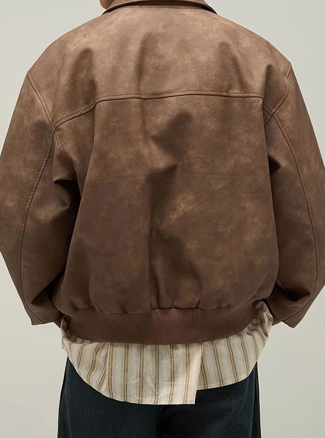 Bram | Men's Vintage Oversized PU Leather Bomber Jacket Zipper