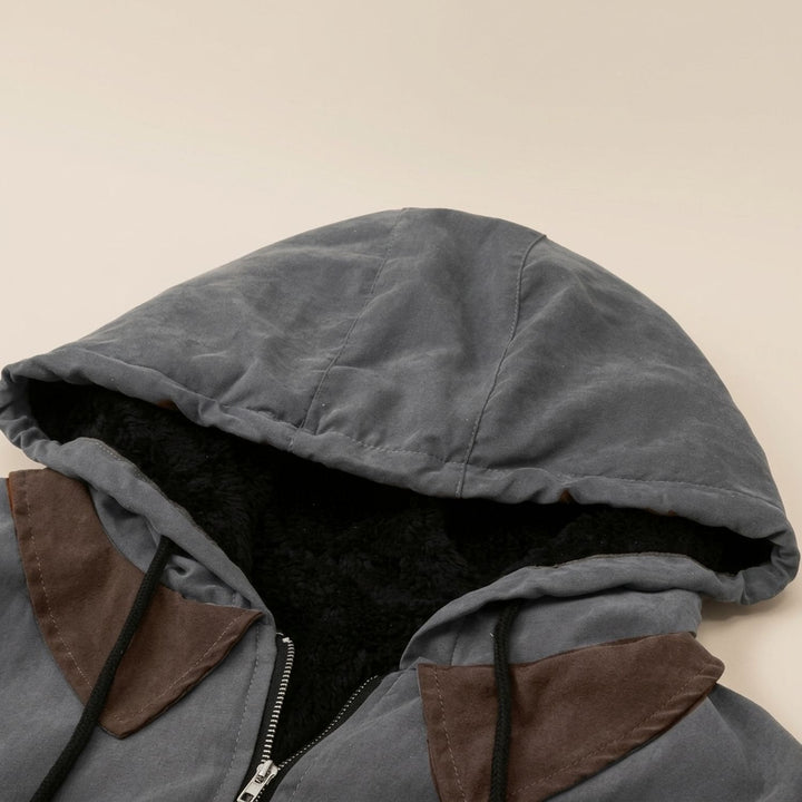Thijs | Men's Winter Jacket Lined Canvas Hooded Jacket with Full Zip