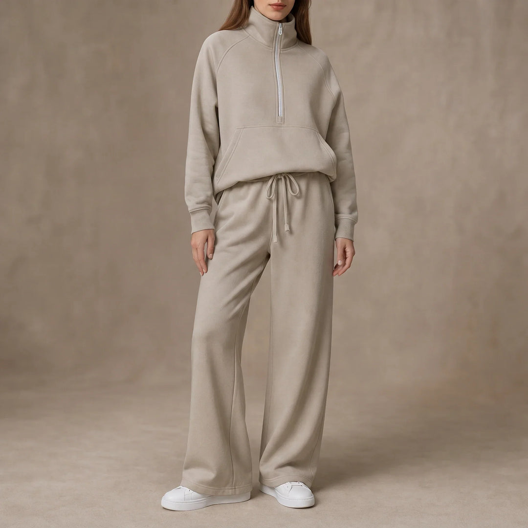 Ease & Elsewhere Ribbed Oversized Top And Wide-Leg Pants Set - Elena Harper