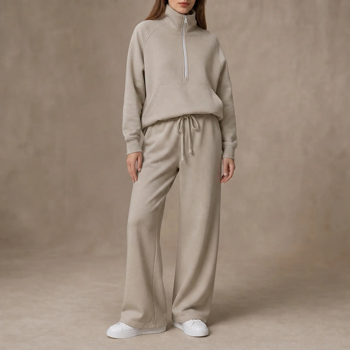 Ease & Elsewhere Ribbed Oversized Top And Wide-Leg Pants Set - Elena Harper