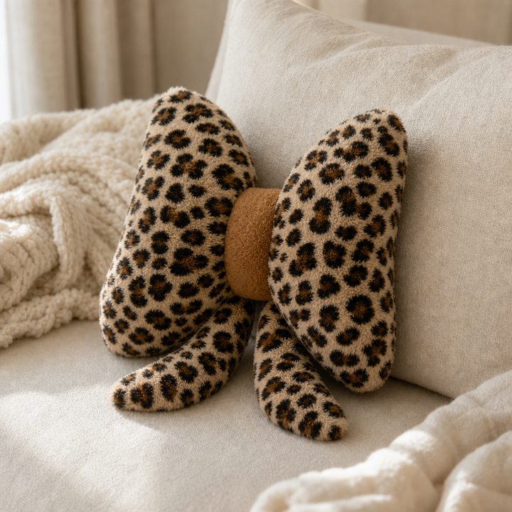 Bowvelle Leopard Print Bowknot Throw Pillow - Elena Harper
