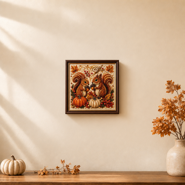 Duskbead Pearl-Look Bead Pumpkin & Squirrel Diamond Art Kit - Elena Harper