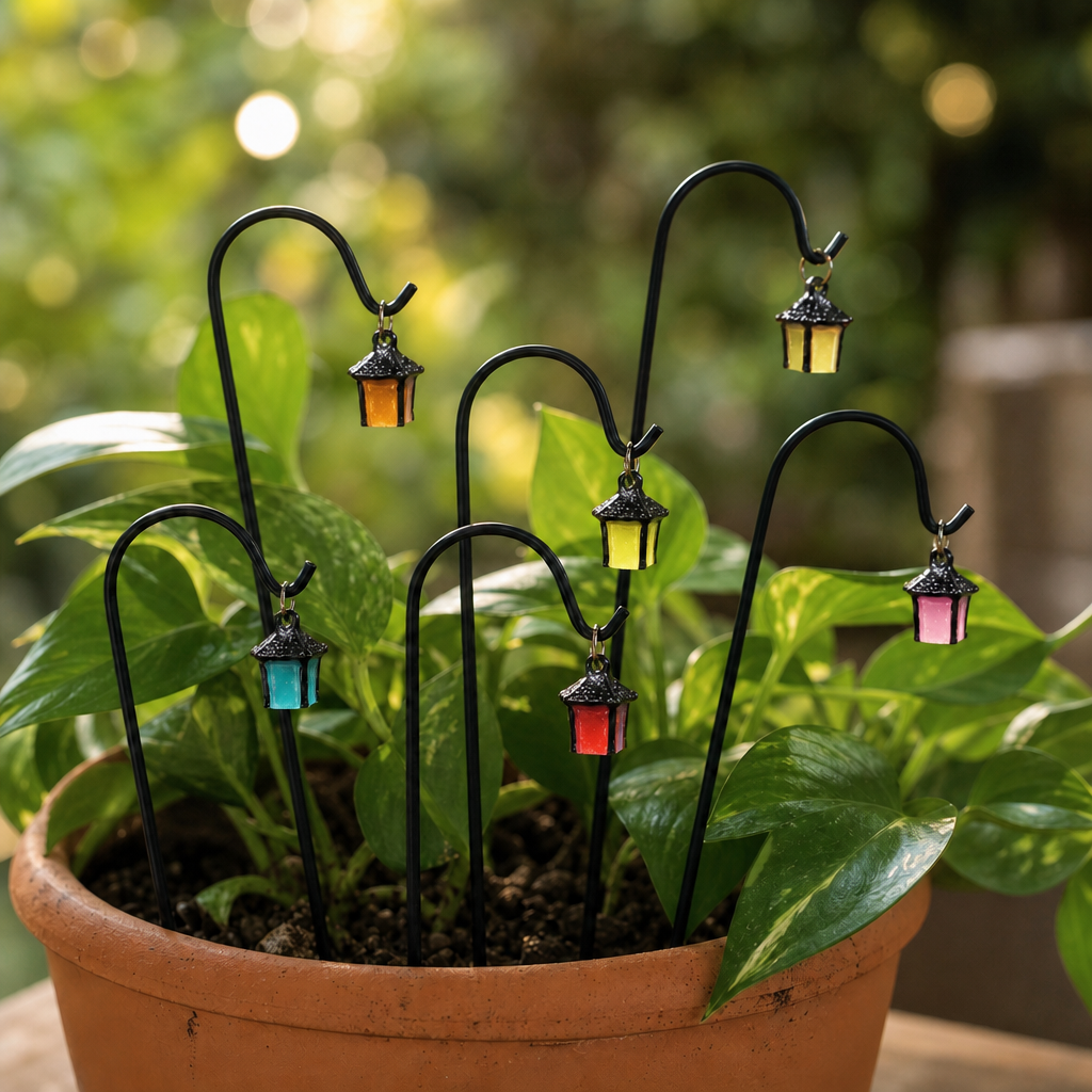 Duskwick Glow-In-The-Dark Retro Lantern Plant Stake (7 Pcs) - Elena Harper