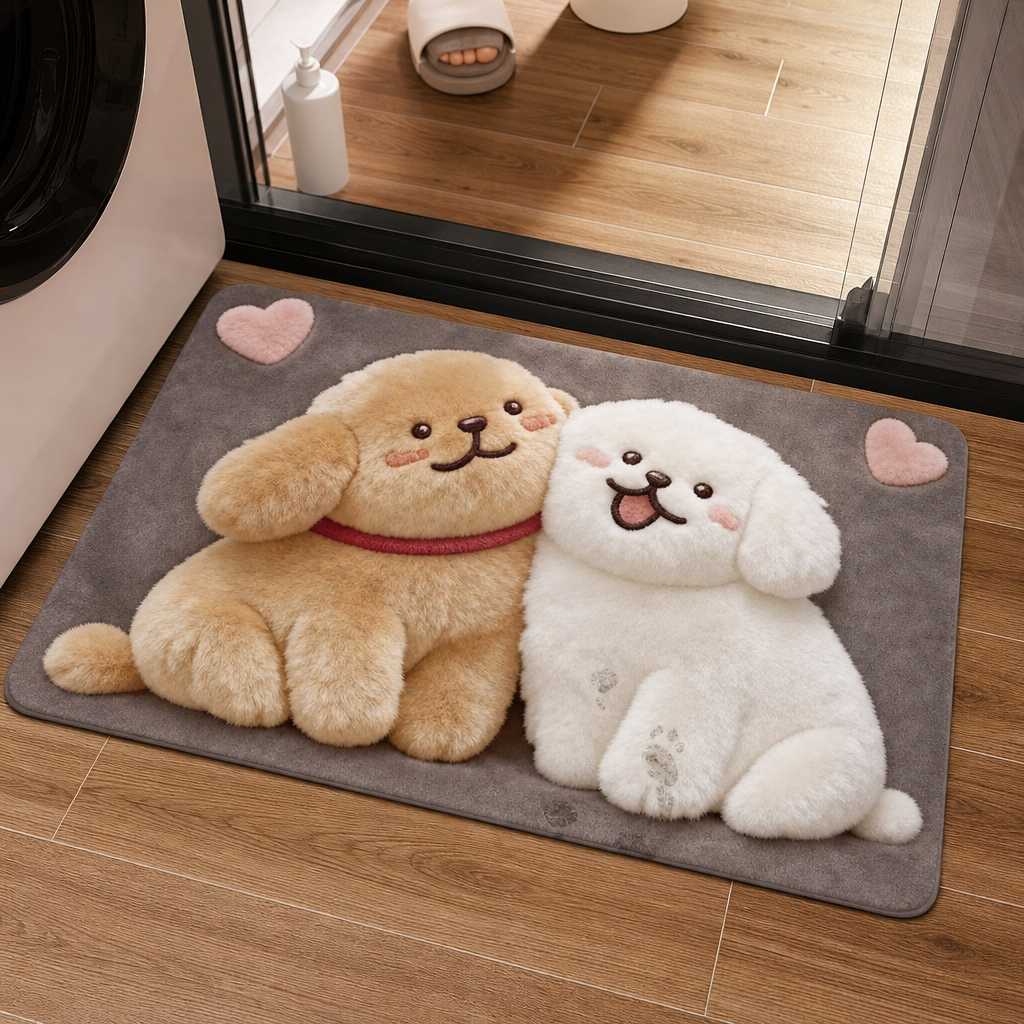 Driza Non-Slip Quick-Dry Faux Plush Floor Mat - Elena Harper