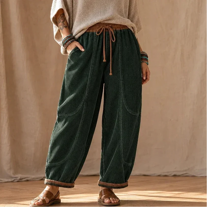 Cordelia – Ribbed Corduroy-Look Lantern Pants