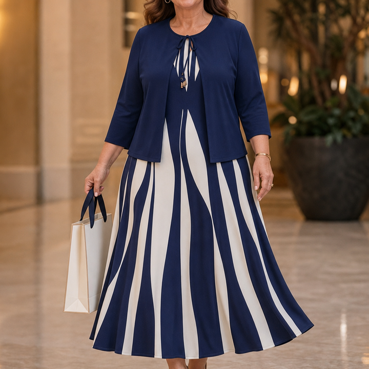 Cintura Tie-Front Swirl Print Layered Midi Dress - Elena Harper