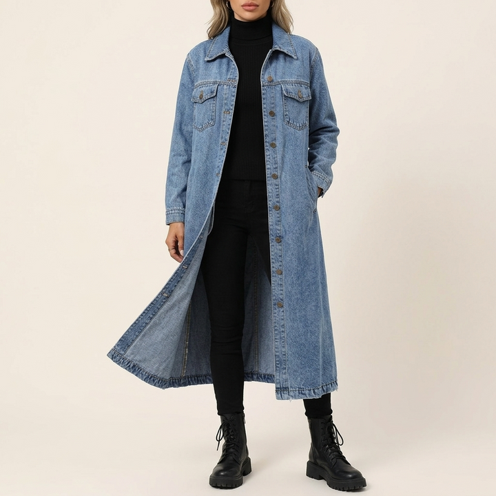 Denara Longline Oversized Denim Coat - Elena Harper