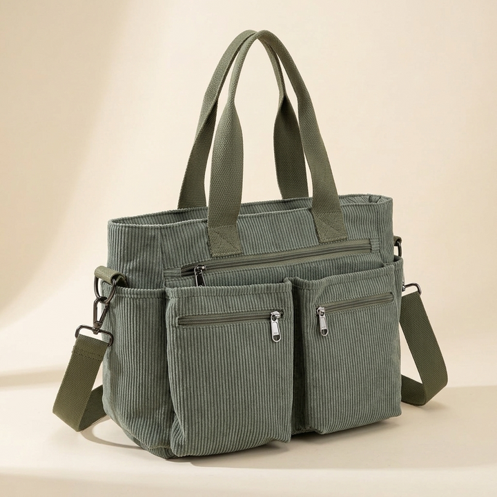 Clovera Multi Pocket Corduroy Shoulder Bag - Elena Harper
