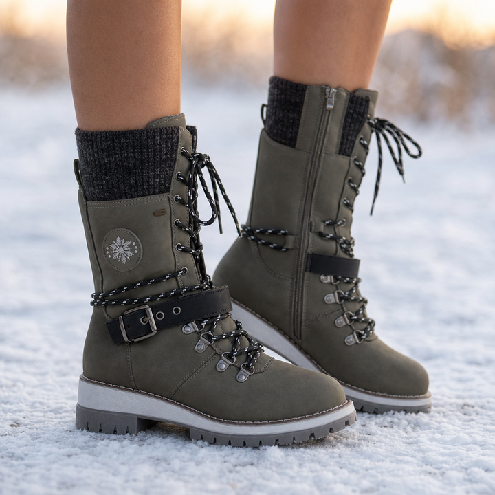 Cozette Knit-Shaft Wide-Foot Winter Boots - Elena Harper