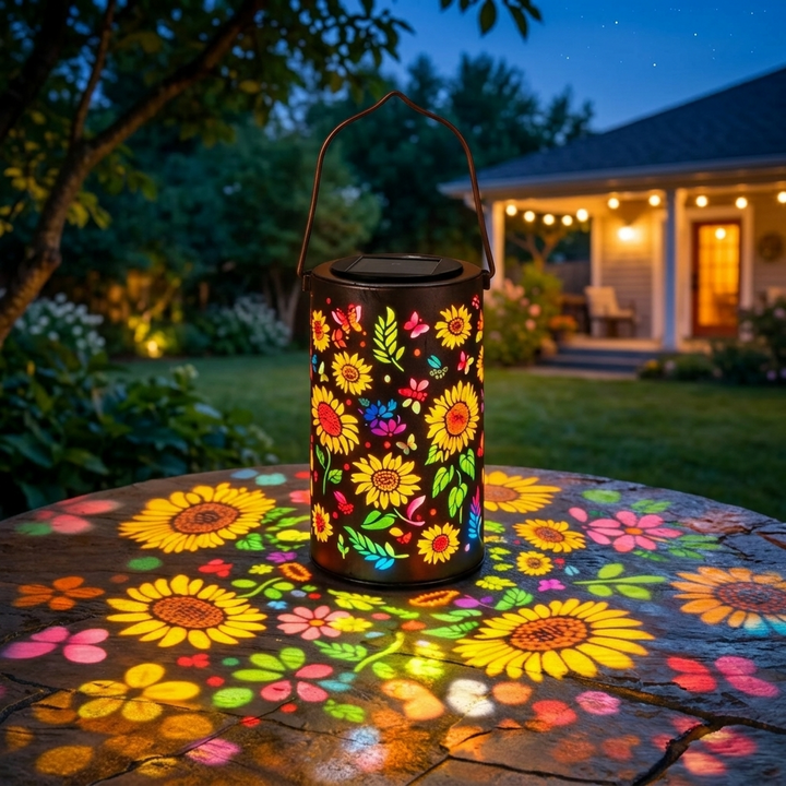 Bloomara Solar Sunflower Lantern with Colorful Light Patterns - Elena Harper