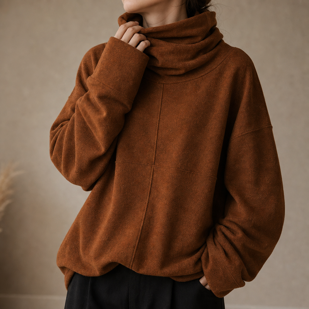 Cowlmara Brushed Cowl-Neck Oversized Pullover - Elena Harper
