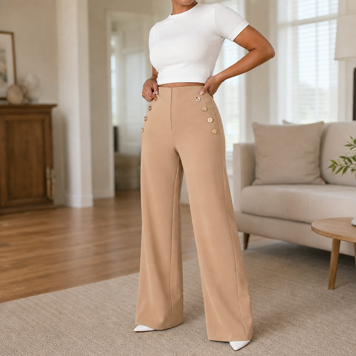 Curvella High-Waist Tummy-Control Wide Leg Pants - Elena Harper