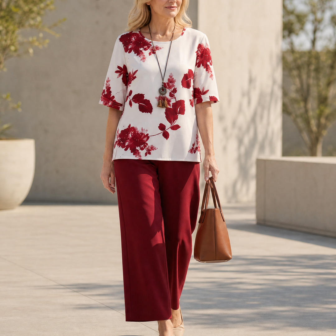 Avery Floral Top & Wide-Leg Pants Set