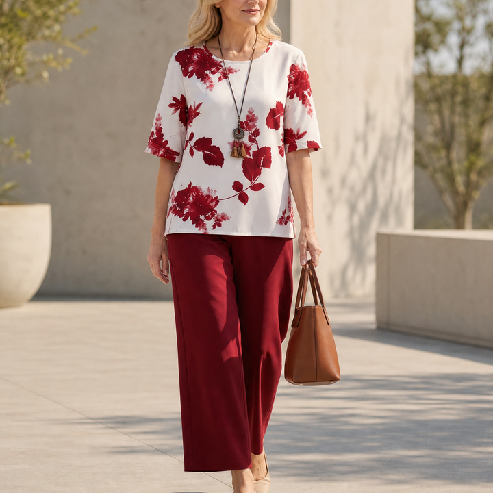 Avery Floral Top & Wide-Leg Pants Set