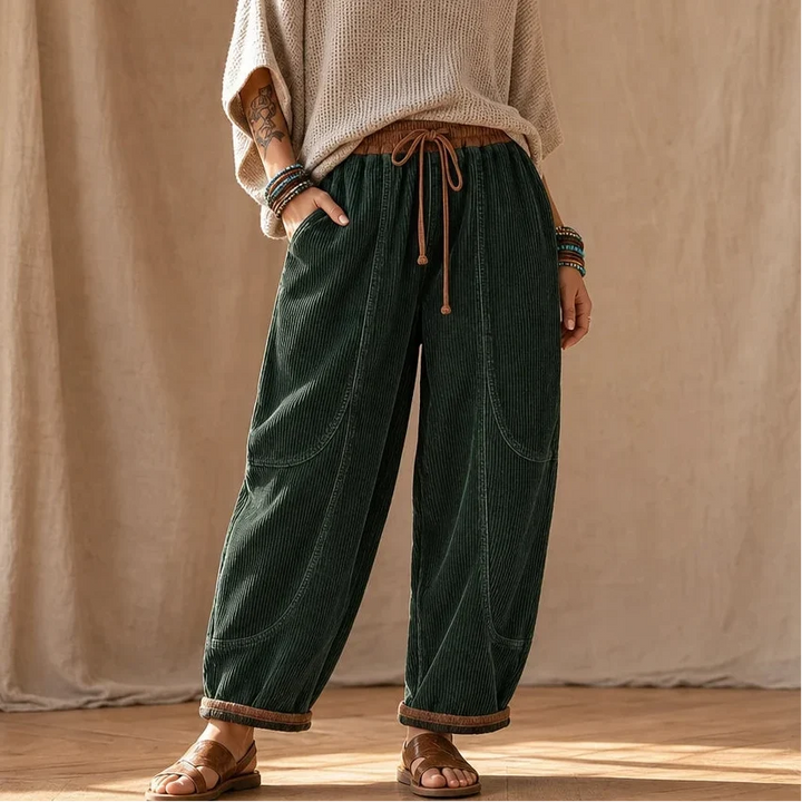 Cordelia – Ribbed Corduroy-Look Lantern Pants