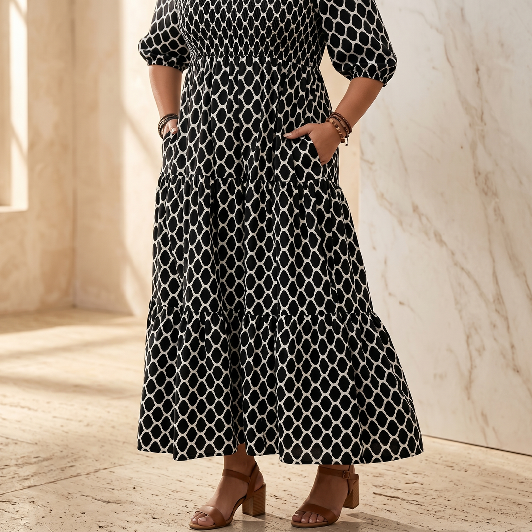 Curvella Women's Boho Maxi Dress with Pockets - Elena Harper