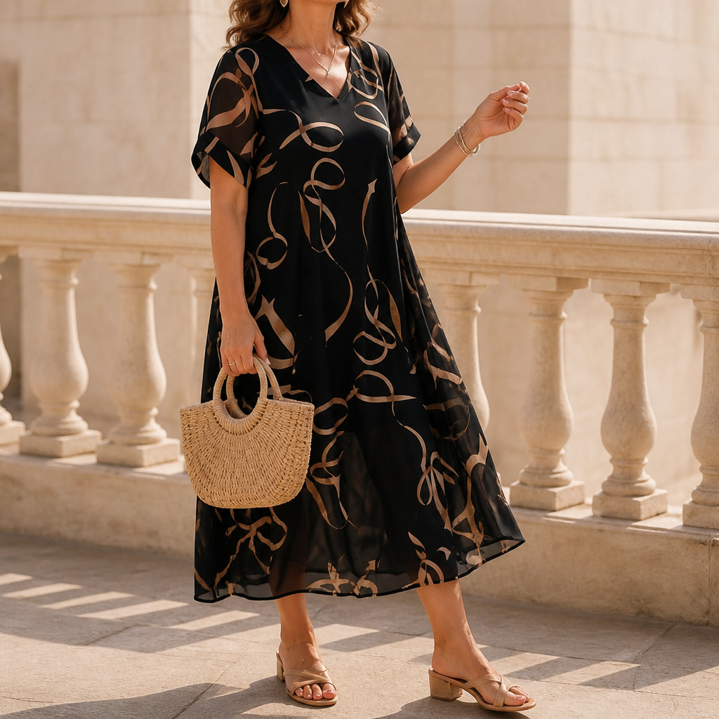 Draperie V-Neck Maxi Dress That Skims, Never Clings - Elena Harper