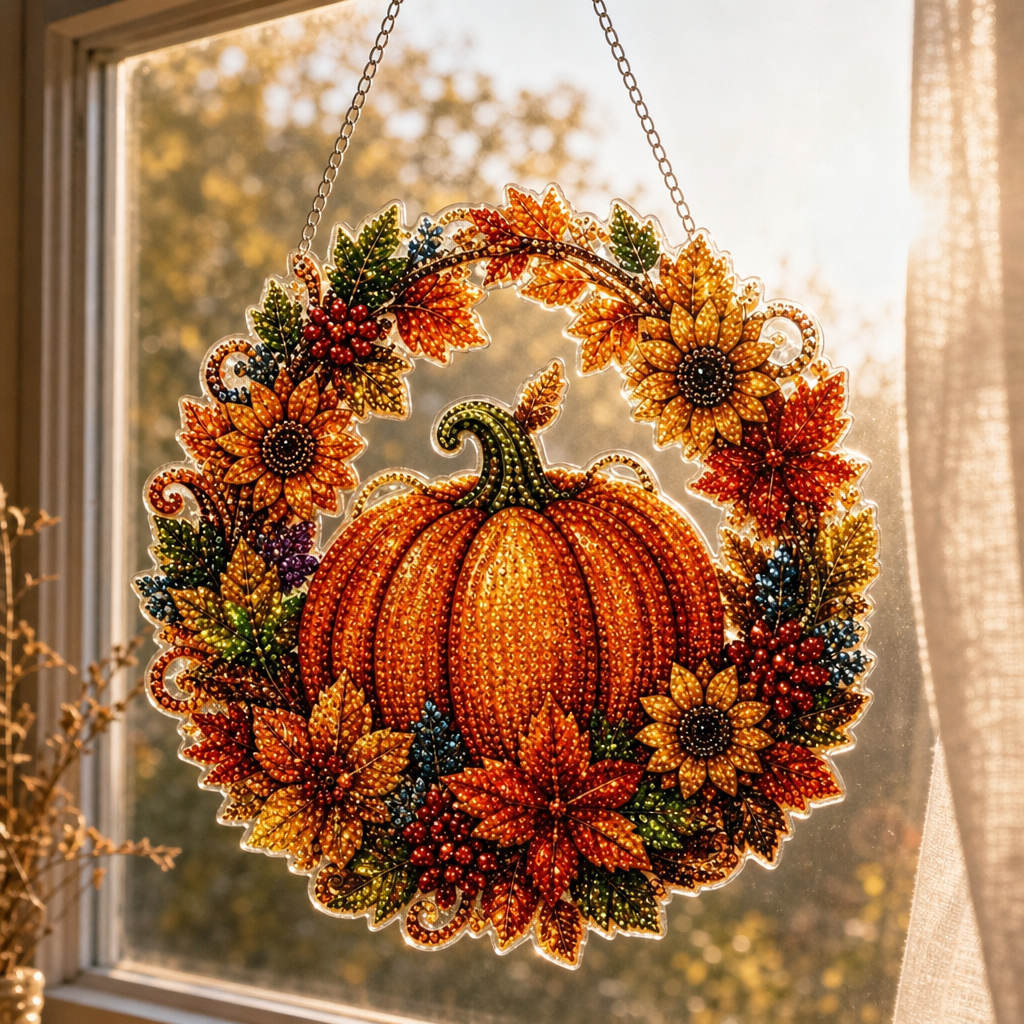 Duskglow Wreath Pumpkin Diamond Painting Wreath Kit - Elena Harper