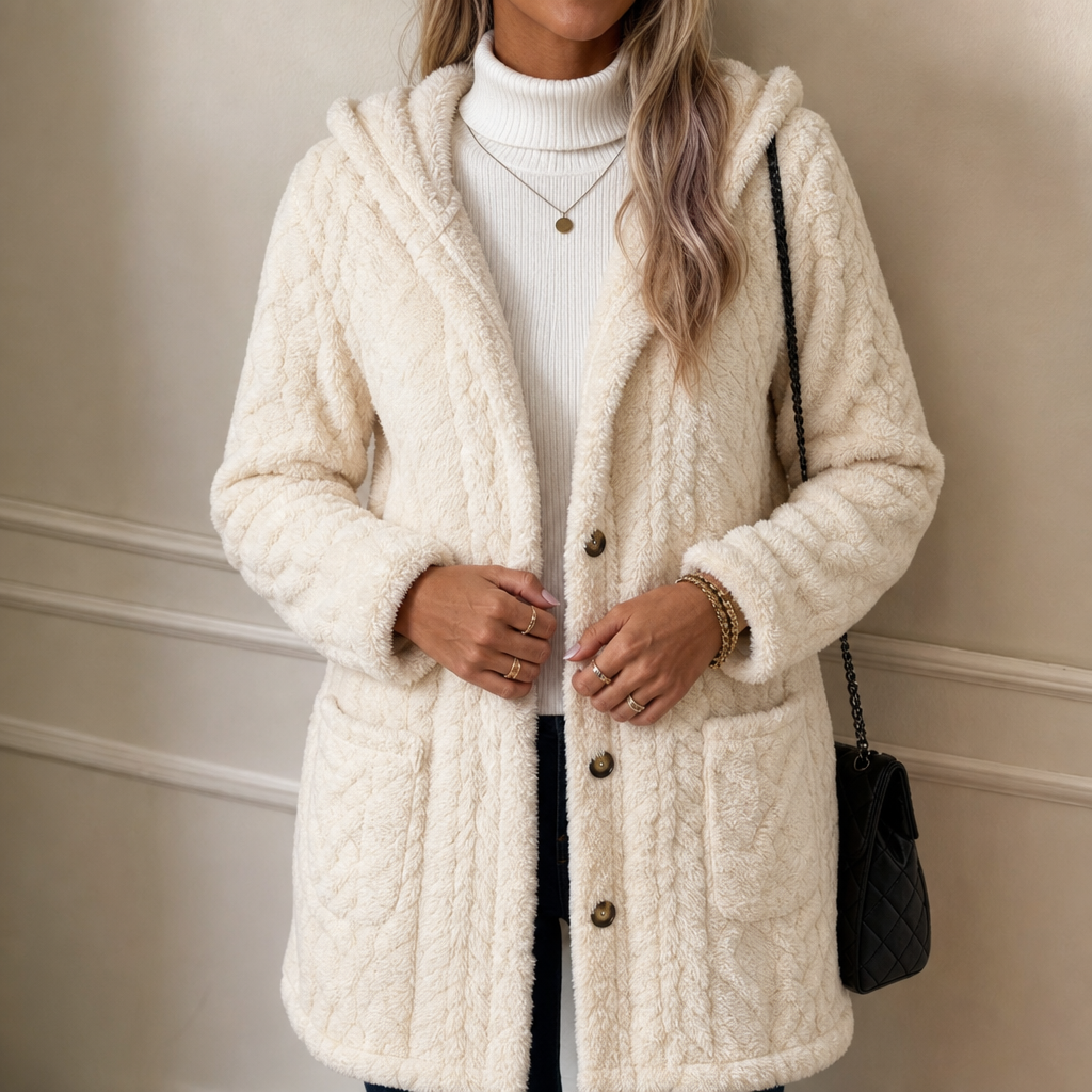 Cinchwarm Cable-Knit Hooded Long Cardigan - Elena Harper
