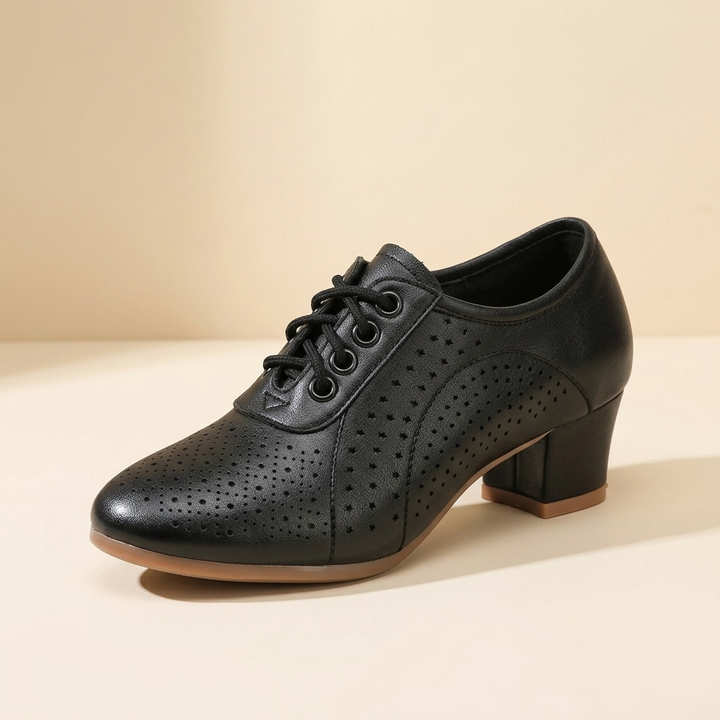 Aerella Women's Breathable Perforated Block Heel Shoes - Elena Harper