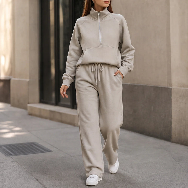 Ease & Elsewhere Ribbed Oversized Top And Wide-Leg Pants Set - Elena Harper