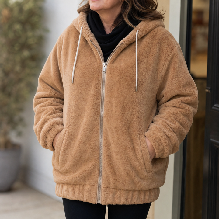 Cozyline Plush-Lined Pocket Hooded Vest - Elena Harper